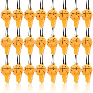 Blue Panda 24-Pack Mini Basketball Whistles for Birthday, Sports Theme Party Favor Supplies, 2.25 inches - 1 of 4