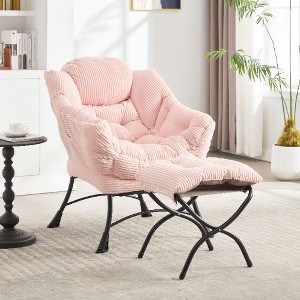 Kumasinova Lazy Sofa Chair with Ottoman, PP Cotton Accent Chair for Living Room, Ergonomic Lounge Armchair with Steel Frame & Soft Flannelette Cover - 1 of 4