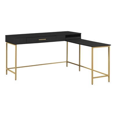 Shop our Modern L-Shaped Desk with Gold Frame by Sauder