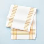 Stitched Border Plaid Woven Table Runner Gold/Cream - Hearth & Hand™ with Magnolia