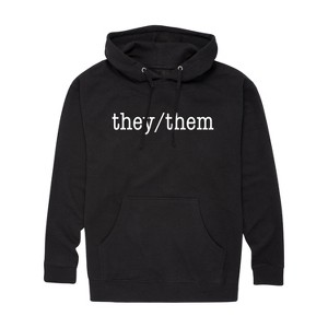 Men's - Instant Message - They Them Pronouns Graphic Fleece Pullover Hoodie - 1 of 4