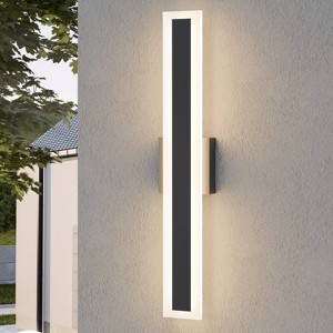 LamQee Black Long Outdoor Wall Lights Modern Exterior Lighting Fixtures LED Linear Outdoor Wall Sconces Lighting - 1 of 4