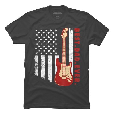 Men's Design By Humans Best Dad Ever Guitar and Flag By MINHMINH T-Shirt