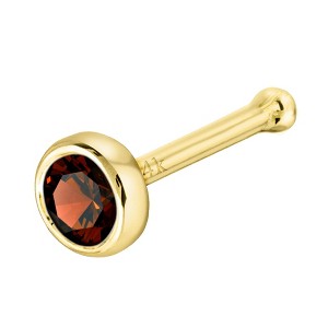 Jewelry Avalanche 22G 14K Gold Bezel-set Garnet Ball-end Nose Stud - 1 of 3