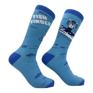 Crazy Dog T-Shirts Men's Fish Finder Socks Funny Sarcastic Fishing Graphic Footwear - 1 of 4