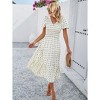 Women Holiday Elegant Jacquard Summer Short Sleeve Pleated Dress - 4 of 4