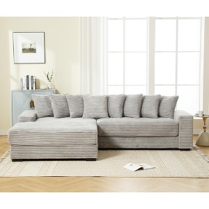 NicBex New Arrival Oversized 2 Piece L Shaped Corduroy Sofa with Left Chaise Daybed,Armrests & Throw Pillows,Easy Assembly - 1 of 4