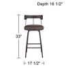 Elm Lane Maxwell Metal Swivel Bar Stool Matte Black 26" High Rustic Brown Leather Round Cushion with Low Backrest Footrest for Kitchen Counter Height - 4 of 4