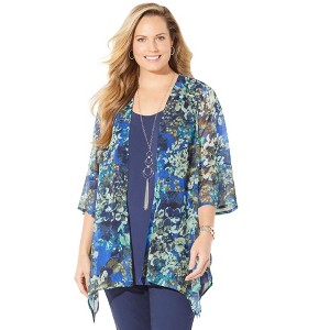 Catherines Women's Plus Size Seasonless Cascade Duster - 1 of 4
