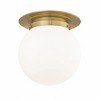 Calhoun Collection Flush Mount Light - Chic White Opal Glass & Heritage Brass, 1 Bulb, Damp Rated - 3 of 4