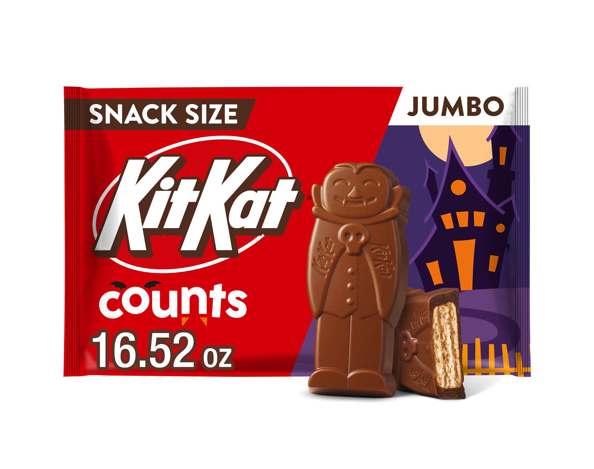 Kit Kat Milk Chocolate Counts Halloween Candy Jumbo Bag Snack Size - 16.52oz