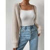 Women's Long Sleeve Open Front Knitted Crop Sweater Cardigan Drop Shoulder Knit Bolero Shrug - 4 of 4