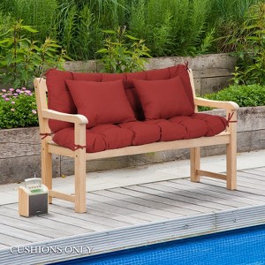 Aoodor 59" Tufted Porch Swing Cushions, Outdoor Swing Replacement Cushion 2-3 Seater with Backrest and 2 Pillows, Water and Fade Resistant - 1 of 4