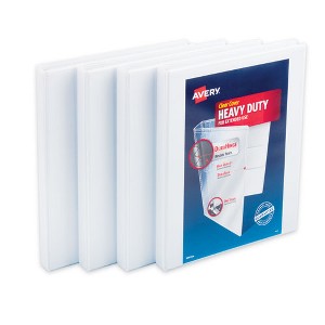 Avery Heavy-Duty Non Stick View Binder with DuraHinge and Slant Rings, 3 Rings, 0.5" Capacity, 11 x 8.5, White, 4/Pack - 1 of 4
