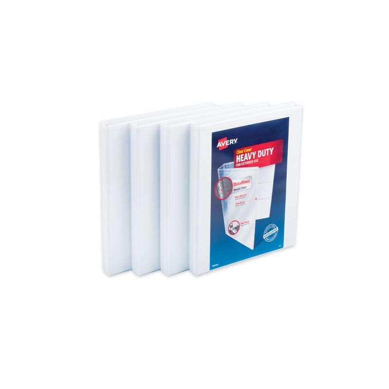 Avery Heavy-Duty Non Stick View Binder with DuraHinge and Slant Rings, 3 Rings, 0.5" Capacity, 11 x 8.5, White, 4/Pack, 1 of 7