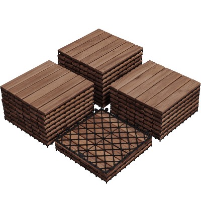 Yaheetech Pack of 27 Interlocking Wood Flooring Tiles