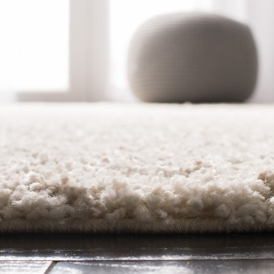 Ivory and Beige Moroccan Shag Square Area Rug