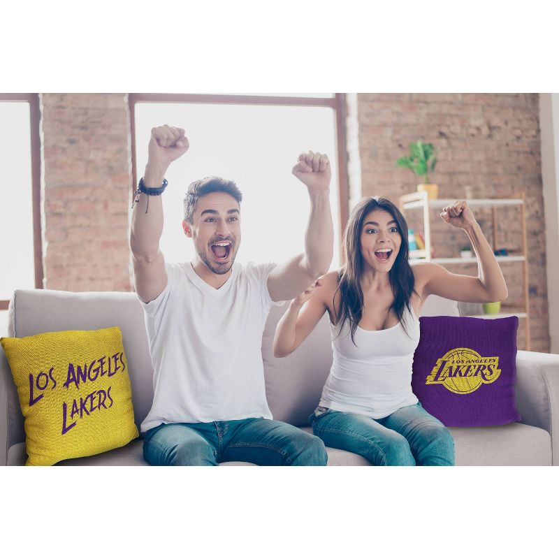 14&#34;x14&#34; NBA Los Angeles Lakers Invert Double Sided Jacquard Decorative Pillow - 2pk, 4 of 5