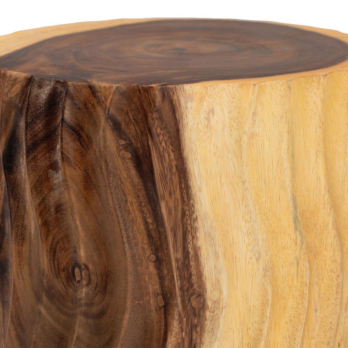 bali & pari Fuchsia HandCarved Suar Wood Side Table Natural Brown - thumbnail 9