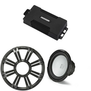 Kicker 48PXA6001 Weatherproof Powersport Mono Amp & 10" 2 Ohm Marine Subwoofer ( Charcoal Grill ) - 1 of 4