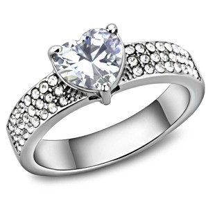 Slickblue Heart-Shaped CZ Polished Ring Stainless Steel Valentine's Day Gift Women's Jewelry Clear, Size 6-10 - 1 of 4