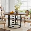 Okak Rustic Industrial Large Round Dining Table with Sturdy Metal Base,Minimalist Kitchen Dinner Table for Dining Room,Breakfast Nook - 2 of 4