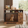 Industrial Dog Crate Furniture for Medium & Small Breeds, Heavy Duty Wooden Dog Cage End Table with Drawers,Lockable Door, Indoor Pet Kennel - 4 of 4