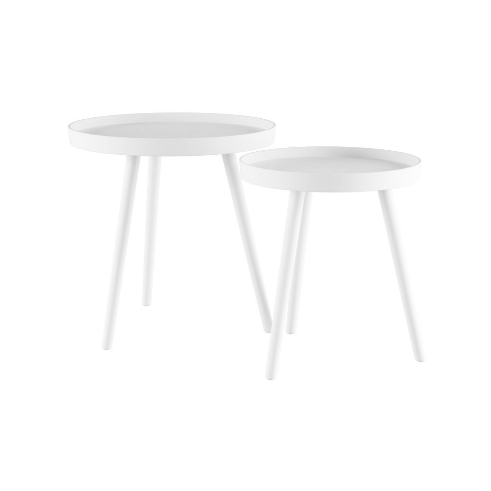 Photos - Coffee Table Nesting End Tables with Tray Top White - Yorkshire Home: 2-Piece Set, Wood Surface, MDF Frame