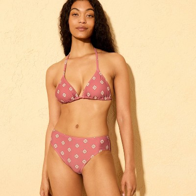Shade & Shore Women's Geo Print Mid-Rise Full Coverage Bikini Bottom - Shade & Shore™ Mauve M — фото 3