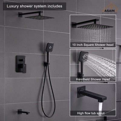 Nickel Wall-Mounted Multi-Head Rain Shower System with Filter