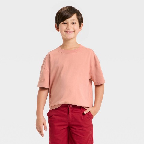 Cat & Jack Boys' Short Sleeve Oversized T-Shirt - Cat & Jack™ Orange L