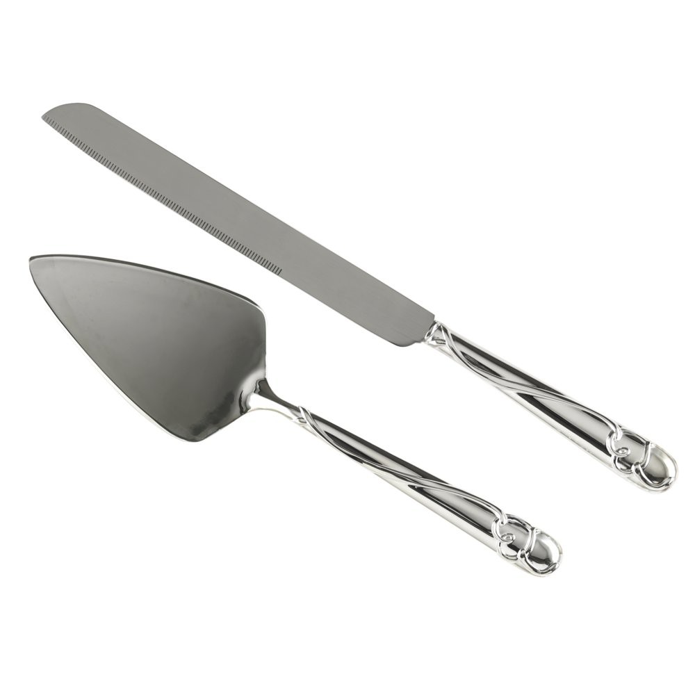 Graceful Heart Wedding Cake Serving Set: Stainless Steel Knife & Server, Red, Hortense B. Hewitt, Love & Romance Theme