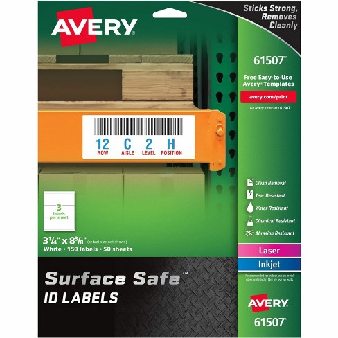 Avery Labels Removable Surface Safe 3-1/4"x8-3/8" 150/PK WE 61507 - image 1 of 4