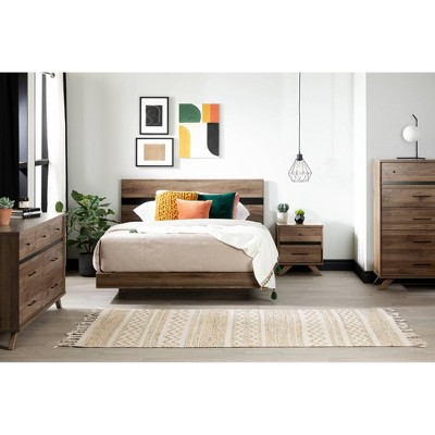Flam Scandinavian Chic 2-Drawer Nightstand in Natural Walnut & Matte Black