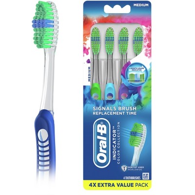 Oral-B Indicator Color Collection Manual Toothbrush, Medium, 4 Count