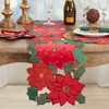 Saro Lifestyle Poinsettia Table Runner, 14"x72", Red/Green - 3 of 3
