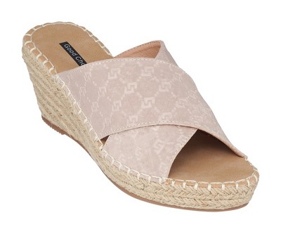 GC Shoes Darline Cross Strap Espadrille Comfort Slide Wedge Sandals