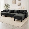 L-Shape Sectional Sofa with Ottoman, 4-Seater Sofa with Armrests and Cylindrical Legs, Boucle Fabric Couch with Cushion-Coolbibila - 2 of 4