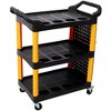 BABYYER Utility Cart on Wheels, 3 Tier Rolling Storage Cart, Plastic Service Cart with Bucket, Panel and Hook for Workshop, Repair Shop - 2 of 4