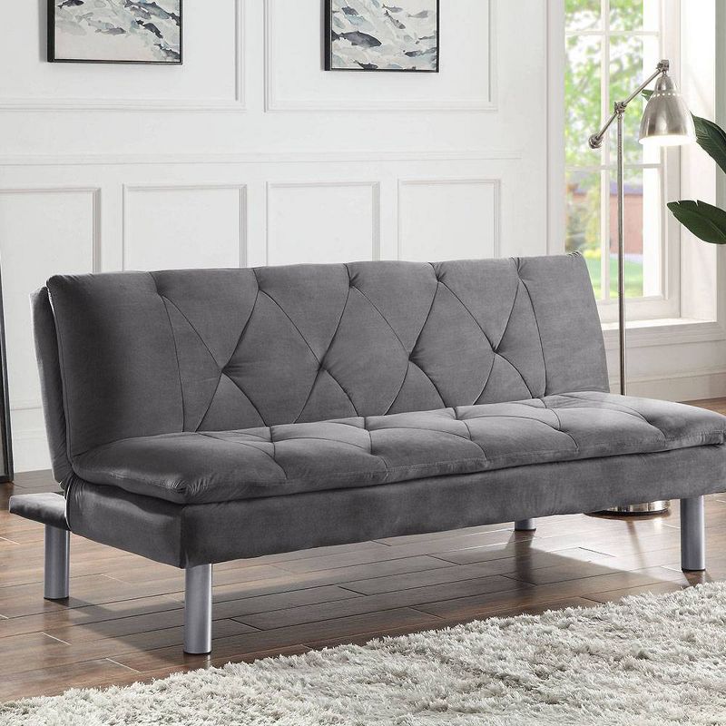 66&#34; Cilliers Sofa Gray Velvet/Chrome Finish - Acme Furniture, 3 of 8