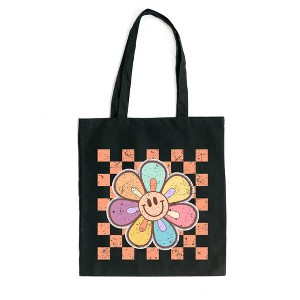 City Creek Prints Checkered Daisy Canvas Tote Bag - 15x16 - Black - 1 of 2