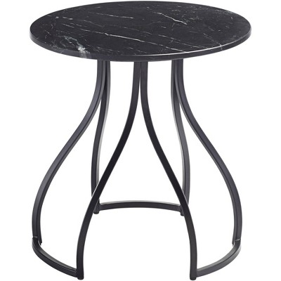 Coast to Coast Cera 19" Wide Black Marble Accent Table