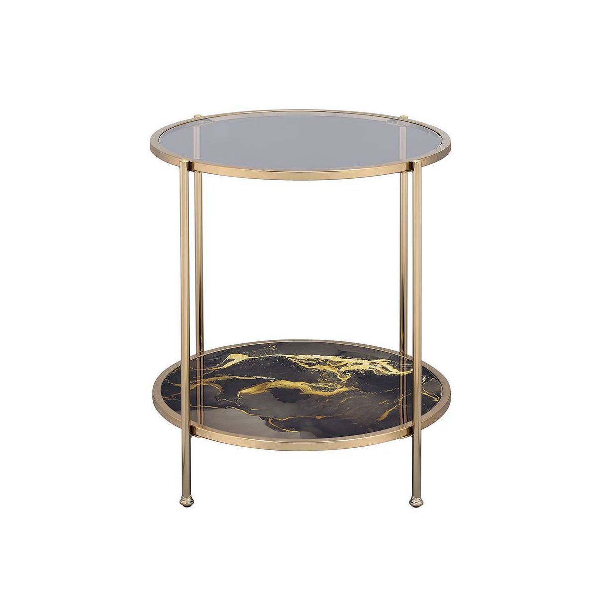 Acme Furniture Fiorella Accent Table Black Marble/Gold Finish - thumbnail 2