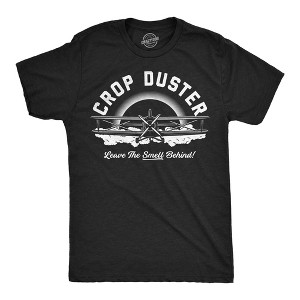 Mens Crop Duster Airplane Leave the Smell Behind Funny T Shirt Fart Joke Tee for Guys - Crazy Dog Men's T Shirt - 1 of 4