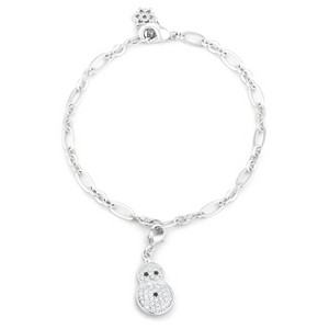 Slickblue Holiday Snowman Charm Bracelet, 0.2ct CZ, Rhodium Plated, 7.5" Length, Women’s Fashion Jewelry - 1 of 3