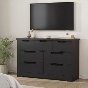 Wooden 7 Drawer Dresser for Bedroom, Black 7 Chest of Drawers with Embedded Handles, Modern Dresser Organizer Tv Stand for Home Office - 1 of 4