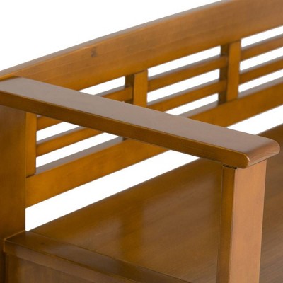48" Light Brown Solid Wood Entryway Storage Bench