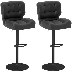 Aghana Digitals Brown Bar Stools Set of 2 - Adjustable Swivel Height, Thick Padded PVC Leather - 1 of 4