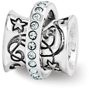 Black Bow Jewelry Sterling Silver with Light Blue Crystals Nouveau Spinner Bead Charm - 1 of 3