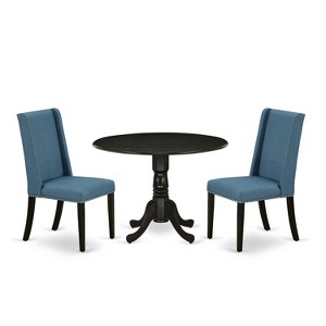 HomeStock 3-Pc Wire brushed Black Solid Wood Top - Round Dining Room Set - Seats 4 - 1 of 4
